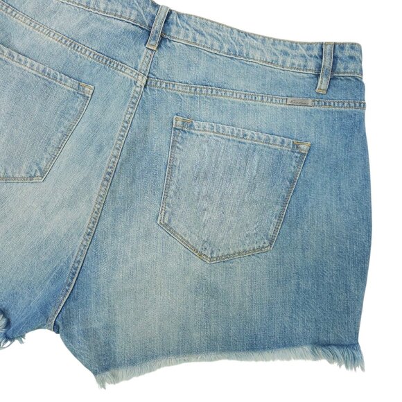 KanCan Isabelle Ultra High Rise Mom Shorts Womens XL Light Wash Distressed Denim - Picture 11 of 13